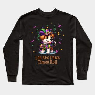 Mardi Paws Parade - Festive Dog in Carnival Attire Long Sleeve T-Shirt